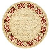 Urdimbre: Algodón FeelGoodRugs 200 cm Farahan Ziegler Alfombra para Rejilla de ventilación Redonda de Oriental, Beige/Rojo