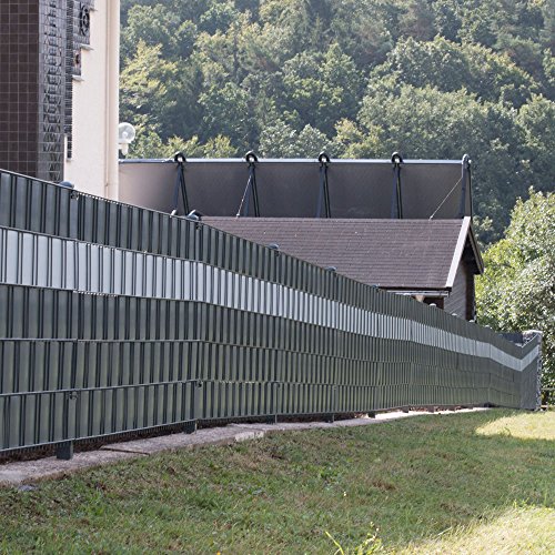 10 Sichtschutzstreifen Anthrazit im Set – Hart PVC -Sichtschutz – Windschutz – Zaunstreifen zum Einflechten – Doppelstabmatten Zaun – Stabgitterzäune - 2