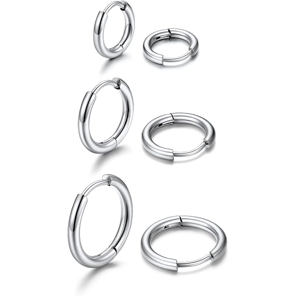 Orecchini A Cerchio Huggie In Acciaio Inox Con Chiusura A Pressione - 2