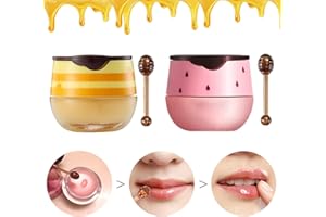 BYSN 2 Pcs Bee Balm Lip Balm Honey Pot, Honey & Strawberry Propolis Moisturizing Lip Balm, Lip Balm for Dry Lips, Moisturizing Honey Lip Mask Lip Balm Nourishing (Honey+Strawberry)