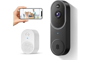 SUNNYJANE 1080P Smart Video Doorbell Camera Wireless with Ring Chime, AI Human Detection and Instant Alerts, Night Vision, Battery Powered, Cloud Storage, 2.4G WiFi, Home Security System (White)