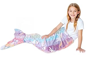 Dtiaagto Mermaid Blanket Wearable Mermaid Glow in the Dark Blanket for Girls Toddler Soft Flannel Snuggle Throw Mermaid Sleeping Bag for Kids (140x50cm)