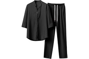 Modaworld Traje De Artes Marciales Para Hombres Ropa Tradicional China Traje Tang Uniformes De Kung Fu Ropa De Tai Chi De Lino Y AlgodóN Uniforme De MeditacióN Zen Top De Solapa Con Bolsillos