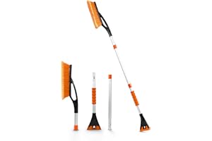 EcoNour 43" Detachable Snow Brush and Ice Scraper for Cars | 3-Part Telescopic Snow Remover for Trucks and SUVs