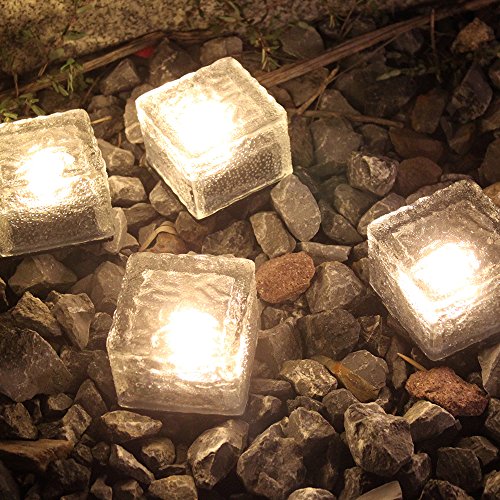 Tomshine Led Solarleuchte,Led Bodeneinbauleuchte,Solar Glas Pflastersteine mit Lichtsensor,IP 67 Wasserdicht für Garten-Hof Pathway Außendekoration Warmweiß/Weiß/Farbwechselnd(4 Stück) - 2