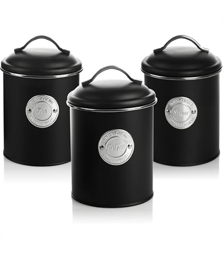 JOYBOY Lot De 3 Bocaux Hermétiques Inoxydable Avec Fenêtre - Rangement Café Thé Céréales Epices