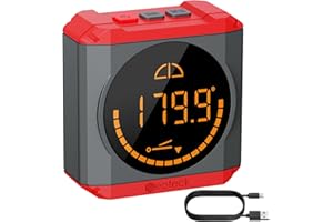 Neoteck Livello Digitale a LED Ricaricabile 4*90°/2*180° Goniometro Angolo Finder a 4 Modalità con Base Magnetica Misuratore Angolo Precisione 0.01° IP54 Bevel Box per Edilizia Falegnameria Auto-Rosso
