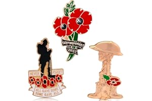 WONLONDA 3pcs Poppy Enamel Pin Badges Brooch 2023 Remembrance Day WW1 Veterans Memorial Give All Veteran Soldiers Never Forget