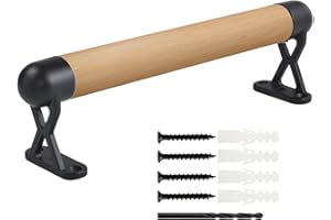 WWFFEN Wooden Handrail,28cm Indoor Staircase Handrail Wall-Mounted Safety Non-Slip Stair Banister Support Rod with Accessories,Comfortable Barrier-Free Stair Handrail for The Elderly Balustrade Kit