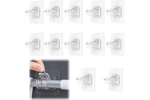 Eylkeup 12 Stück Gardinenstange ohne Bohren, Selbstklebende Gardinen Stangen Halterung, Transparente Gardinenstangenhalterung Vorhang Stange Halterung für Wohnzimmer, Badezimmer, Schlafzimmer