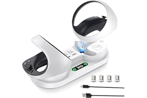 Base de Carga para PS VR2, Lypumso Cargador del Controlador para PS VR2, Estación de Carga con 2 Puertos Recargables, 4 Magnética Tipo C Mejorada, con Indicador LED