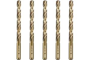 SALI Cobalt Drill Bit Set 5Pcs 10mm M35 High Speed Steel Jobber Drill Bit Kit (HSS) Twist Drill Bits for Hardened Metal, Stainless Steel, Cast Iron, Wood and Plastic, with Index Storage Case