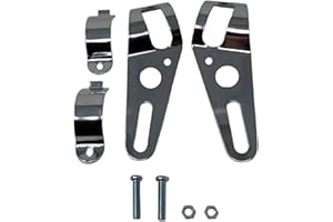 Alchemy Parts Motorcycle Headlight Fork Mount Brackets Chrome for 36mm to 49mm Diameter Forks Cafe Racer Street Fighter