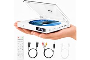 Mini DVD-spelare för TV regionfri DVD spelare med upplösning upp till 1080P | Stöder flera anslutningar, inklusive HDMI, AV, USB och AUX, kompakt design, HDMI och RCA-kabel, fjärrkontroll