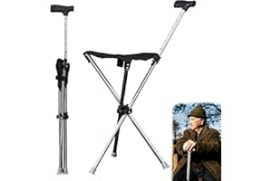 BTSAE Gehstock mit Sitz, 80-90cm Faltbar Sitzstock, Spazierstock mit Sitz und rutschfeste Silikonbasis, Tragbar Leicht Sitzstock mit 100 kg Tragfähigkeit, für 140–190 cm Senioren, Outdoor-Reisen, Camping