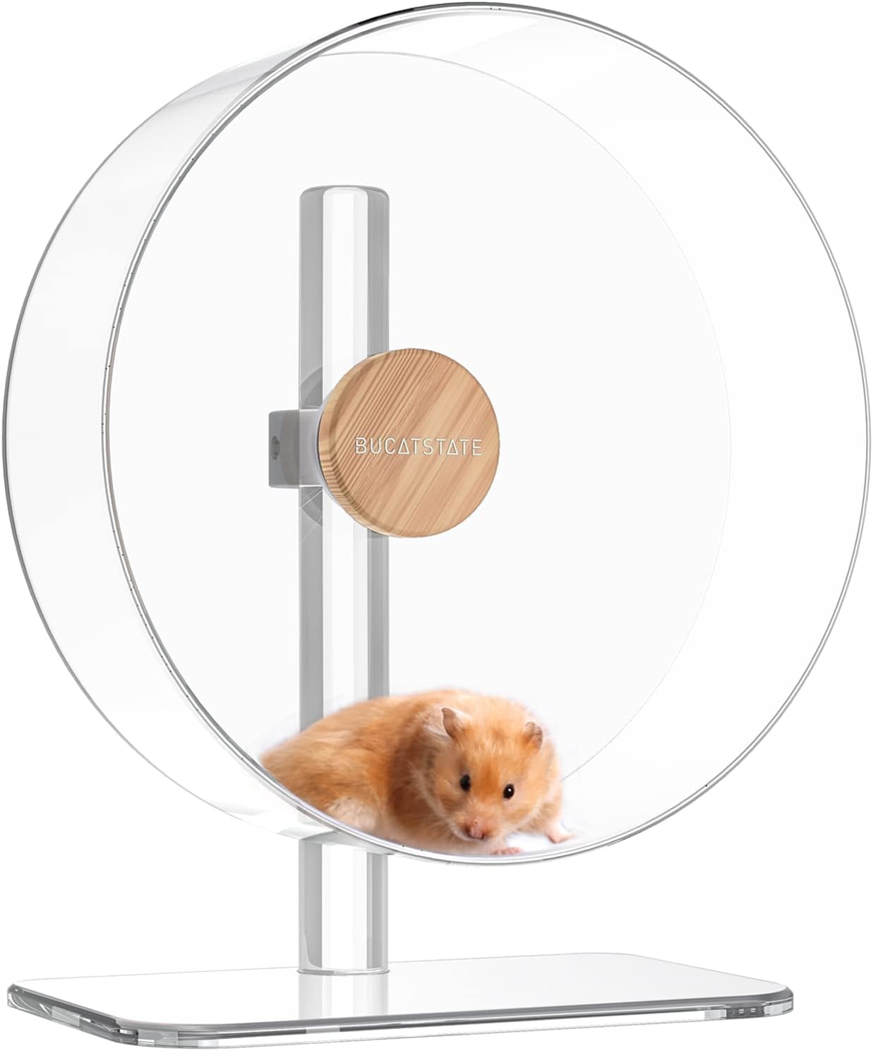BUCATSTATE Hamster Wheel Slient 32cm, Acrylic Hamster Exercise Wheel with Stable Adjustable Stand Running Wheel for Golden Bear Hamster, Sugar Gliders, Rats, Hedgehogs and Other Small Animals