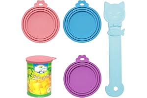 FL HUA 3 Pièces Couvercle Boite de Conserve, Couvercle Silicone pour Boîte en Réutilisable 3 Tailles Standard avec Cuillère à Friandises, Universels en Nourriture Humide pour Chats et Chiens