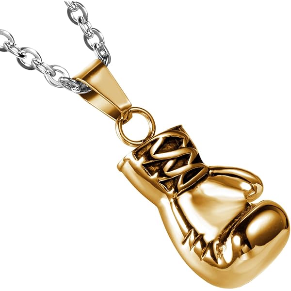 PROSTEEL Collana 3D Guantoni da Boxe Ciondolo a Pugno Collana Uomo Personalizzato Catena Regolabile Stile HipHop Punk Acciaio Inox Placcato Oro 18K Elevata Lucidatura