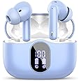 Wireless Earbuds, Bluetooth 5.3 Headphones In Ear with 4 ENC Noise Cancelling Mic, Bluetooth Earbuds Mini Deep Bass Stereo Sound, 36H Playtime LED Display Wireless Earphones IP7 Waterproof, Purple