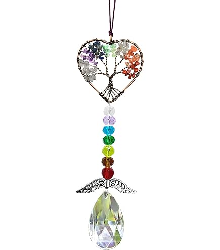 Acchiappasole In Cristallo Con Ali D'Angelo In Metallo - Decorazione Per Auto, Finestre, Casa - Lungo 30 Cm