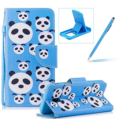 Strap Leather Case for Samsung Galaxy J3 2017 J330,Flip Portable Carrying Case for Samsung Galaxy J3 2017 J330,Herzzer Premium Stylish Funny Panda Printed Foldable Full Body Folio Pu Leather Stand Cover with Card Slots