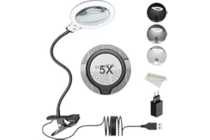 ‎BONNA 5 Fache Vergrößerung LED Lupenleuchte mit Klemm mit Smart Touch Dimmbaren Einstellungen für Handwerkliche Lesen Arbeit Nähen Hobbys Sehschwäche