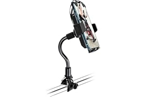 Oilcan Soporte Movil Bicicleta Estatica, Soporte Teléfono Cinta de Correr con Cuello de Cisne [Flexible & Rotación], Bici Spinning Tubo Manillar Soporte para iPhone 14 13 12 Pro MAX, Samsung, 4-7"