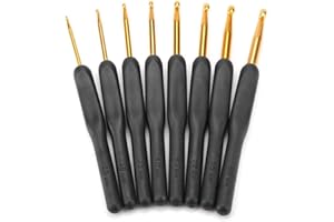 FICTORY Juego de ganchos de ganchillo negro, Ganchos De Ganchillo Negros Clásicos, Negro ABS resina mango ganchillo ganchos kit de aleación de aluminio gancho conjunto de tejer DIY Craft aguja