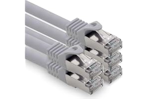 1CONN Cable de red Ethernet CAT.7 para ordenador, 5 m, 5 unidades, S-FTP LSZH PIMF, 10 GB S, RJ45, Cat6a, color gris
