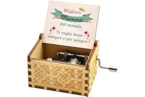 Luteney Carillon Legno Mamma,Festa della Mamma Idee Regalo,Migliore Mamma del Mondo Scatola di Musica in Legno,Regalo Mamma Compleanno Originale