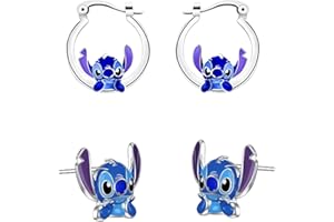 Stitch Earrings Stitch Earrings for Girls Blue Stitch Earings Jewellery Stitch Earrings for Girls Sterling Silver Disney Lilo and Stitch Earrings,Anime Earrings PQKL-party for Girls Women