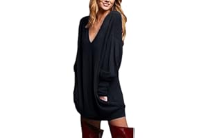 ZANZEA Women Casual Loose Long Sleeve Jumpers Tops Baggy V Neck Pullover Blouse Tunic Sweatshirt Mini Dress