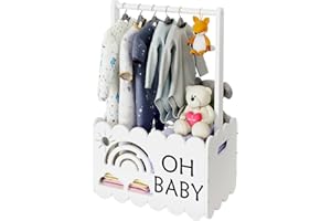 DUHARS Holz Korb für Geschenke Babyparty, Geschenkkorb Leer groß für Neugeborene Baby Dusche, Baby Shower, Personalisierte Babygeschenk Präsentkorb Leer, Oh Baby Geschenk Korb, Mädchen, Junge, Weiß