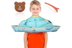 YUWJOOWEE Haarschneideumhänge für Kinder, Friseurumhänge Haarfänger für Haarschnitte, Blauer Dinosaurier-Muster Wasserdichte Haarschneide-Umhang, Regenschirm-Design, Friseursalon-Umhang für Salon Zubehör