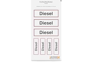 ‎BETRIEBSAUSSTATTUNG24 Betriebsausstattung24® Kraftstoffaufkleber "Diesel" auf Bogen | Selbstklebende PROTECT-Folie | 3 Stk 9,0 x 3,0 cm / 4 Stk: 6,0 x 2,0 cm | Kennzeichnung für Benzinkanister | Tankdeckel Hinweis