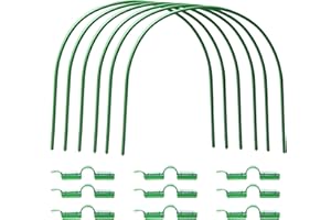WERTSWF Cerceaux de serre pour housse en tissu de jardin - 6 supports arqués en acier avec revêtement en plastique + 12 colliers de serrage (diamètre 11 mm)