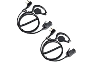 UAYESOK Oreillettes de Surveillance pour Talkie-walkie en Forme de G avec Micro PTT Compatible avec 2 Broches Kenwood Baofeng UV-5R 888S BF-F8HP UV-82 Quansheng UV-K5 Retevis TYT Radio bidirectionnel