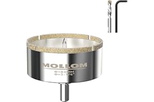 MOLLOM (83mm | 3-1/4") Scie Cloche Diamantée avec 2 Mèches Pilotes Amovibles pour une Coupe Lisse sur les Carreaux en Porcelaine, Verre, Céramique, Marbre, Fibre de Verre, etc