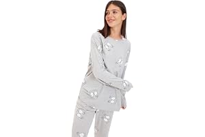 TRENDYOL dam Trendyol Dam med slogan halvstickade T-shirt-byxor pyjamas Pyjamasset (1-pack)