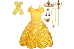 Lito Angels Princess Belle Dress for Toddlers Children Girls Beauty and The Beast Halloween Costume Carnival Birthday Christmas Party Fancy Dress