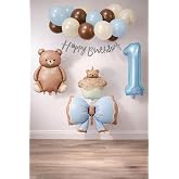 1 Year Old Retro Teddy Bear Themed Baby Boy Concept Birthday Set