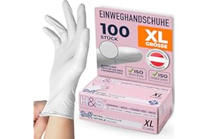‎ISC HYGIENE & SAFETY ISC Hygiene & Safety Nitrile Gloves XL, Disposable Gloves, Cooking Gloves, Food - Pack of 100 Size 10 X-Large White Powder-Free Non Latex Free - Rubber Gloves Disposable
