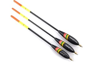 AMACOAM Flotadores de Pesca Accesorio para Herramientas de Pesca: Flotador 1.5+6g, 1.5+5g, 1.5+4g, Boyas Duraderas de Madera (3 Pcs)