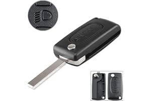 AULESSE 3 Botones Carcasa Mando Llave del Coche Reemplazo para Citroen C2 C3 C4 C5 C6 C-Quatre C-Triomphe Xrasa Picasso Peugeot 307 407 CE0523 con Carcasa de Llave Remota Plegable de Hoja HU83