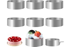 EULERYOO Anillo de Mousse, Anillos de Acero Inoxidable para Tartas, 6 Piezas Pastel de Mousse Pastel Molde Tartas de Acero Inoxidable Anillos Moldes, para Hacer Pasteles, Mousses y Postres 8.8 y 3.6 cm
