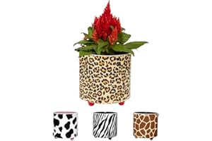 FISURA. Fisura – Pot décoratif léopard Original en céramique. Cache-Pot intérieur sur Pieds pour Cactus, Plantes Grasses ou Fleuries. Taille : 13 cm x 12,5 cm.