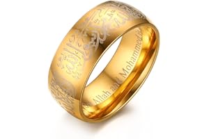 Joielavie Bague Allah Shahada Arabe Islamique Religieux Musulman Bande Acier Inoxydable Homme Fantaisie Anneau Cadeau Bijoux