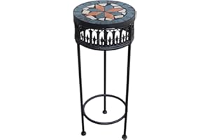 PrimoLiving P-927 Table d'appoint ronde en métal pour fleurs Noir Taille M