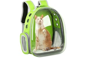 TAKEZUAA Katzentragerucksack, Haustier Rucksack Raumkapsel, Tragbare Reisetasche Katzenrucksack für Kleine Mittelgroße Hunde Katzen Welpen Hundetragerucksack für Reisen Wandern Camping(Hellgrün)