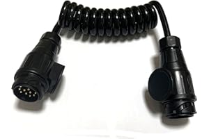 ‎JVJ JVJ Anhängerkabel 13 polig 2.0m Anhänger Verlängerungskabel Spiralkabel 13-polig auf 13 Polig Adapter Stecker Verbindung für Bootstrailer PKW TreckerPKW-Anhänger Caravan Wohnwagen Zubehör